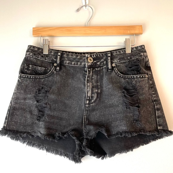 Bullhead Pants - Bullhead Distressed High Rise Denim Shorts